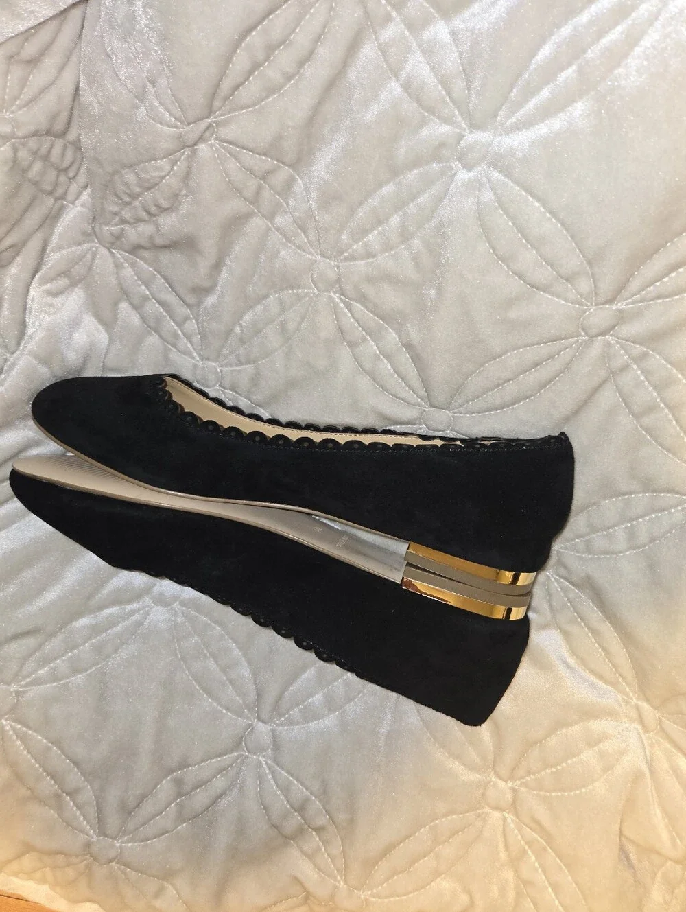 Talbots Leather Flat With Gold Heel Trim